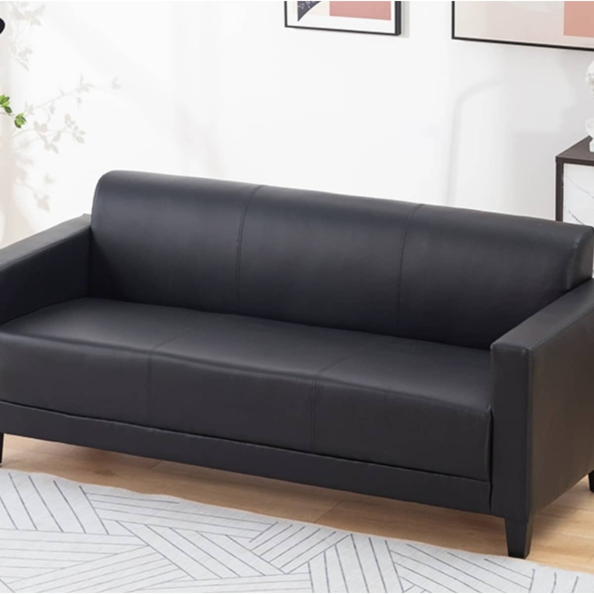 高品質木製フレーム×エアレザーソファー3人掛け/快適&耐久性抜群 qm-4