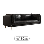 イタリアンミニマルデザイン本革ソファ ブラックビンテージオイルレザー使用三人掛け qm-5613
