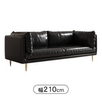 イタリアンミニマルデザイン本革ソファ ブラックビンテージオイルレザー使用三人掛け qm-5613