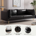 イタリアンミニマルデザイン本革ソファ ブラックビンテージオイルレザー使用三人掛け qm-5613