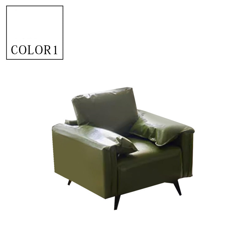 軽ラグジュアリー二人掛け直線型ソファ リビング向けシンプルデザインオイルワックスレザー qm-5616