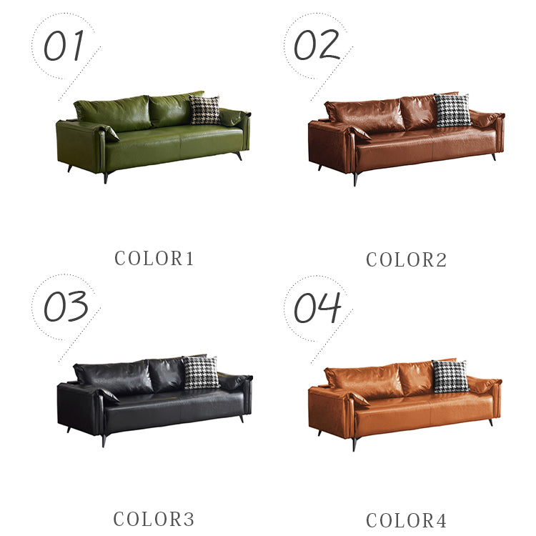 軽ラグジュアリー二人掛け直線型ソファ リビング向けシンプルデザインオイルワックスレザー qm-5616