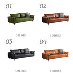 軽ラグジュアリー二人掛け直線型ソファ リビング向けシンプルデザインオイルワックスレザー qm-5616