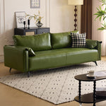 軽ラグジュアリー二人掛け直線型ソファ リビング向けシンプルデザインオイルワックスレザー qm-5616