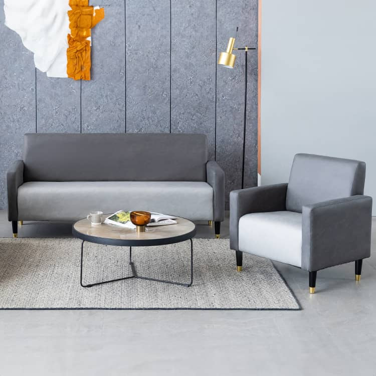 高級木製フレーム エアレザー&綿 ソファー 3人掛け - 快適さと耐久性を兼ね備えたデザイン qm-6