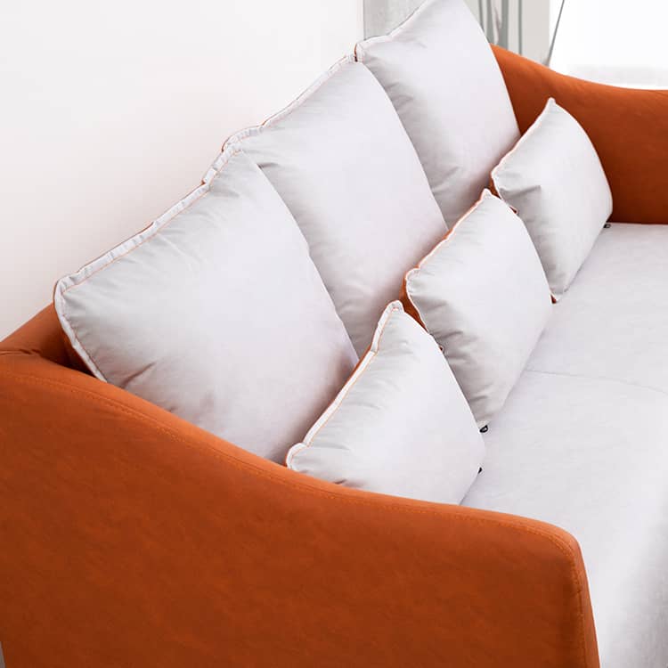 高品質木製フレーム&エアレザー製ソファー 快適な綿クッション搭載 qm-8