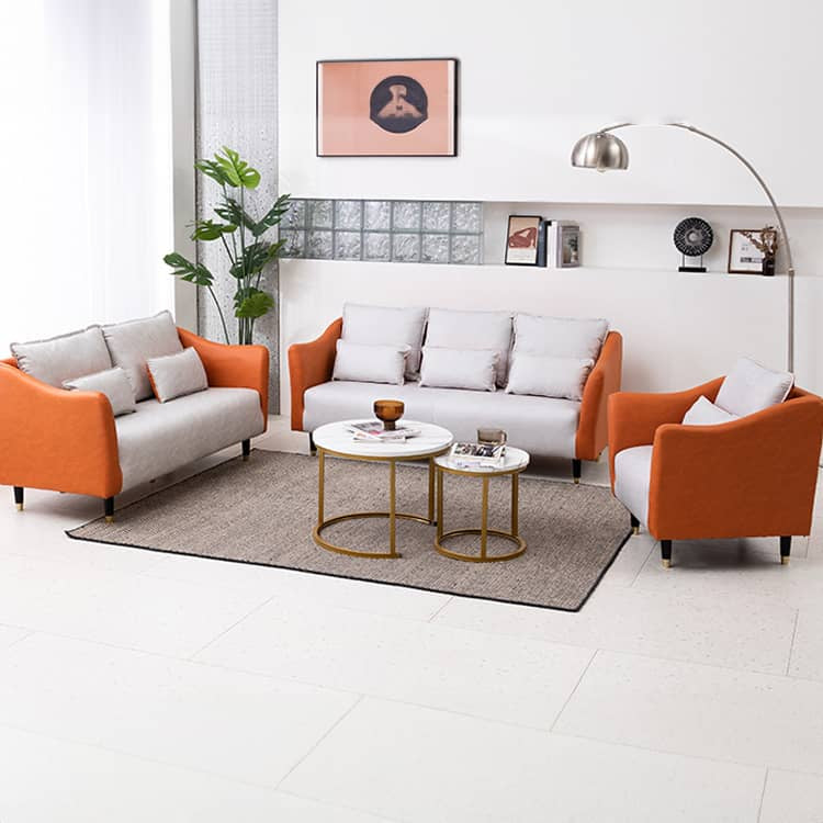 高品質木製フレーム&エアレザー製ソファー 快適な綿クッション搭載 qm-8