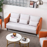 高品質木製フレーム&エアレザー製ソファー 快適な綿クッション搭載 qm-8