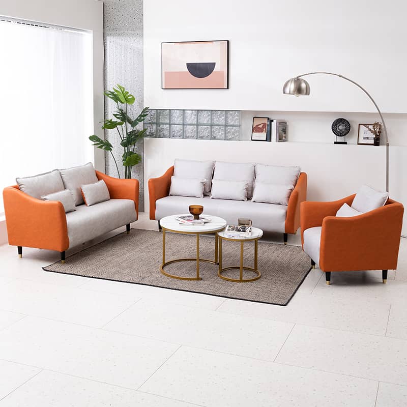 高品質木製フレーム&エアレザー製ソファー 快適な綿クッション搭載 qm-8