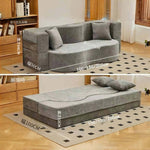 省スペース 圧縮ファブリック ソファーベッド|折りたたみ 直線デザイン 洗えるカバー 一人暮らし向け qs-0209-56