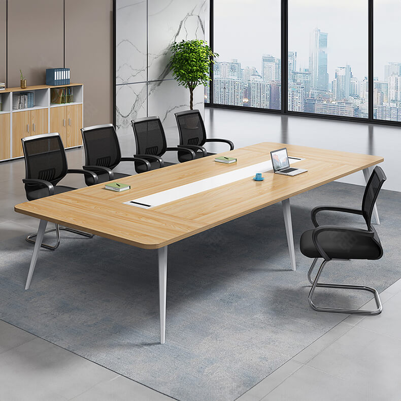 モダンデザインのMDF集成材テーブル|耐久性抜群のスチール脚付き qs-152