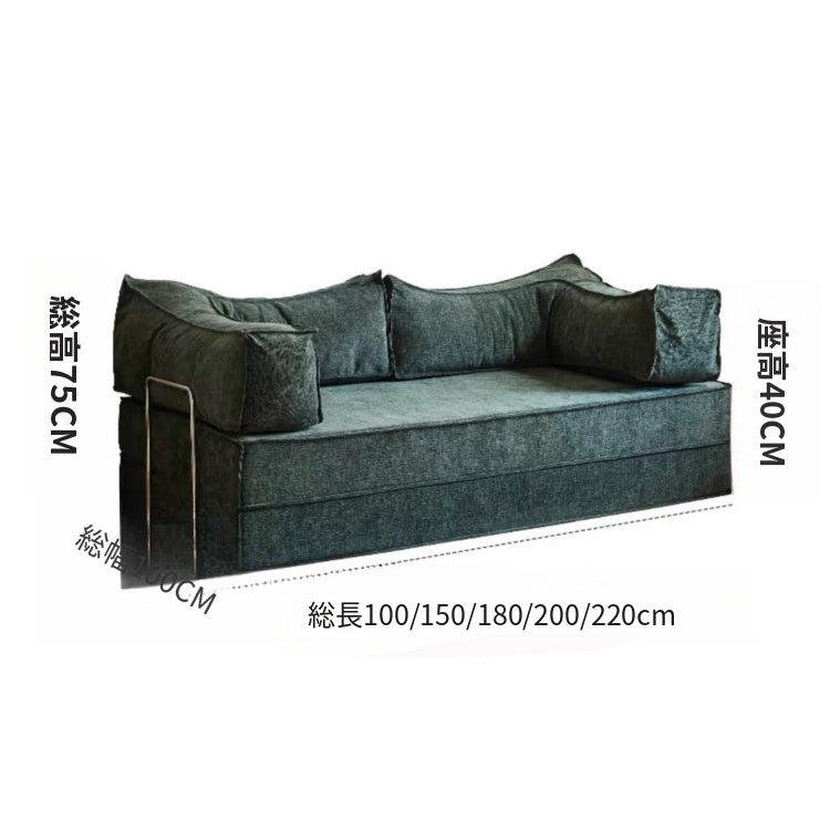 ヴィンテージ風 ファブリックソファーベッド|モジュール式 圧縮タイプ 直線型 2〜3人掛け カバー洗濯可 折りたたみ リビング用 qsjj-0203-22