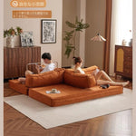 ヴィンテージ風 ファブリックソファーベッド|モジュール式 圧縮タイプ 直線型 2〜3人掛け カバー洗濯可 折りたたみ リビング用 qsjj-0203-22