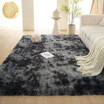 パープル カラフル シャギーラグ 厚手ラグマット 長毛 カーペット リビング 寝室 洗える 絞り染めデザイン おしゃれ ryjf-15