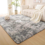 パープル カラフル シャギーラグ 厚手ラグマット 長毛 カーペット リビング 寝室 洗える 絞り染めデザイン おしゃれ ryjf-15