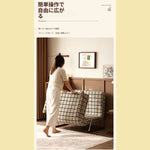 折りたたみソファベッド 布製 無垢材フレーム 1.25m ヴィンテージ風 テクスチャーファブリック sjdd-0225-4