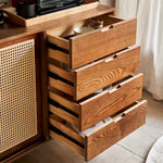 ラタンとアッシュ材の多層板キャビネット|ナチュラルデザイン収納家具 tzm-515