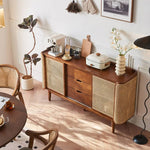 ラタン&アッシュ材のナチュラルデザインキャビネット|インテリアに最適 tzm-519