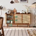 ラタン&アッシュ材のナチュラルデザインキャビネット|インテリアに最適 tzm-519