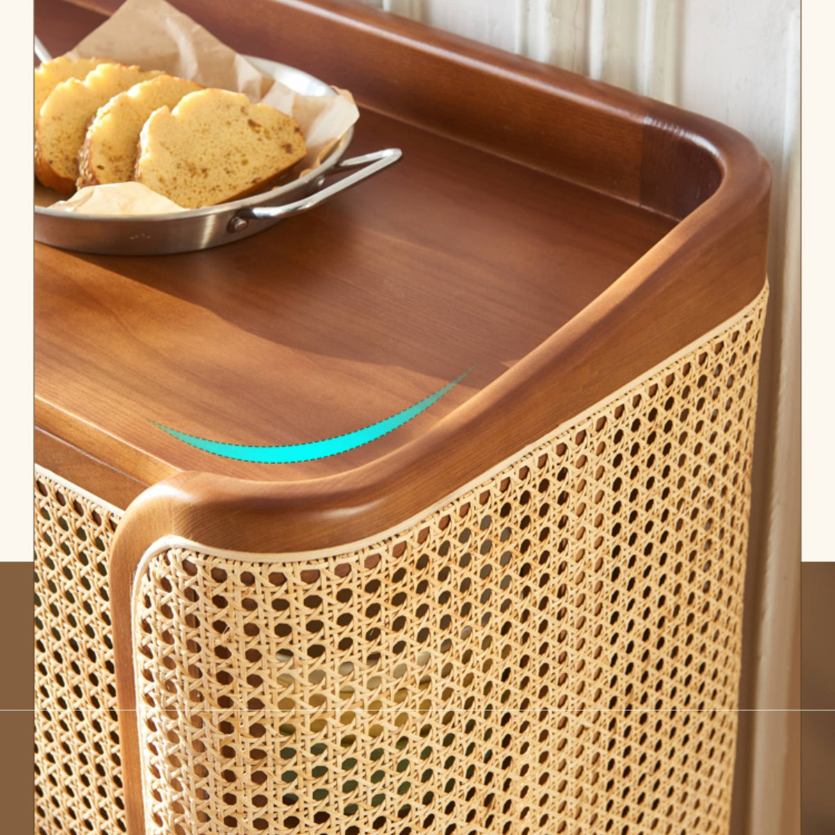 ラタン&アッシュ材のナチュラルデザインキャビネット|インテリアに最適 tzm-519