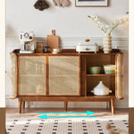 ラタン&アッシュ材のナチュラルデザインキャビネット|インテリアに最適 tzm-519