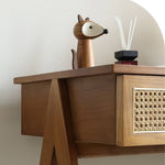 ラタン×アッシュ材テーブル|スタイリッシュな天然素材家具 tzm-523