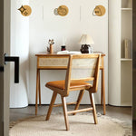 ナチュラルラタン&アッシュ材チェア - 快適な合成革座面付きエレガントデザイン tzm-524