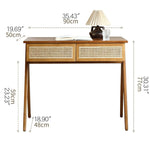 ナチュラルラタン&アッシュ材チェア - 快適な合成革座面付きエレガントデザイン tzm-524