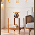 【高級ラタン&アッシュ材】おしゃれセンターテーブル|強化ガラス天板付き tzm-532