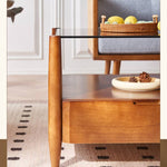 【高級ラタン&アッシュ材】おしゃれセンターテーブル|強化ガラス天板付き tzm-532