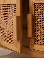 ラタンとアッシュ材の高品質キャビネット|エレガントな収納ソリューション tzm-533