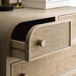 ナチュラル感漂うラタン&アッシュ材キャビネット - モダンな収納力アップ tzm-534