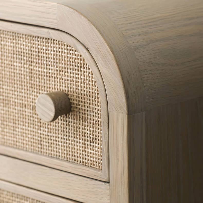 ナチュラル感漂うラタン&アッシュ材キャビネット - モダンな収納力アップ tzm-534