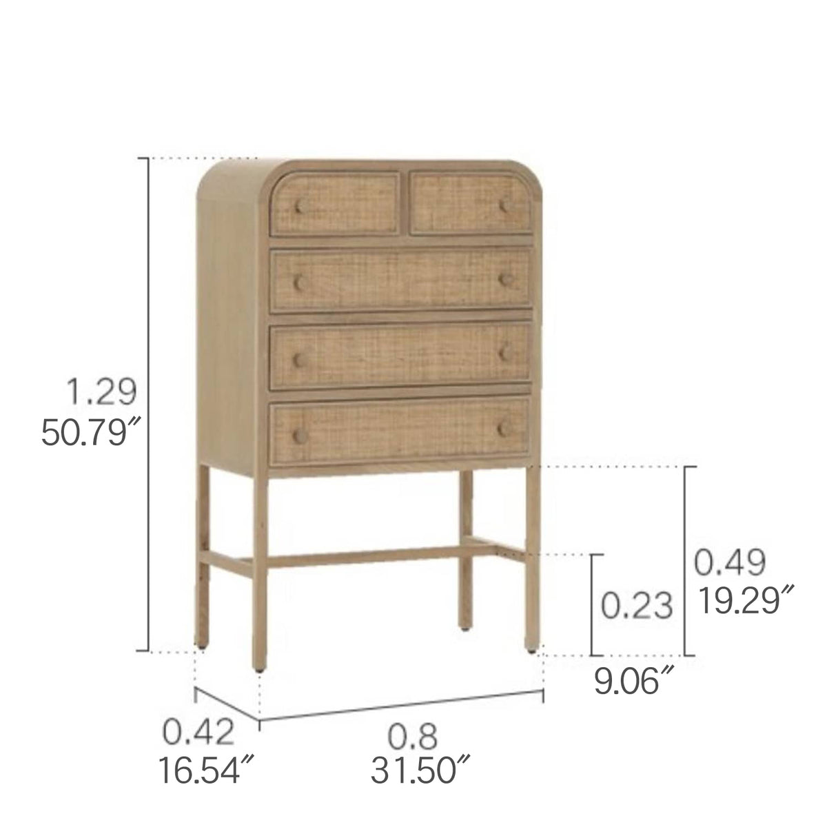 ナチュラル感漂うラタン&アッシュ材キャビネット - モダンな収納力アップ tzm-534