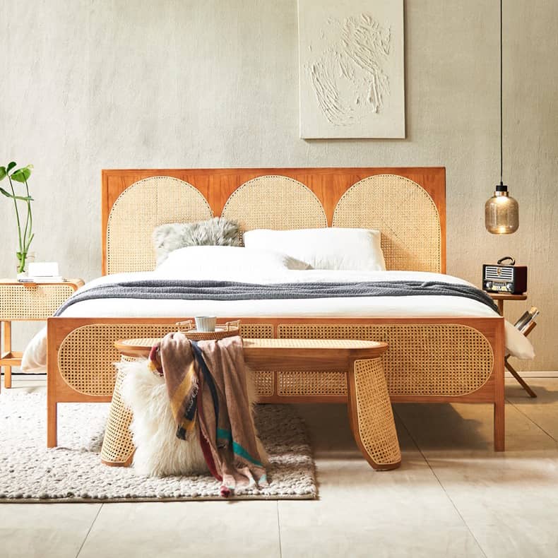 【おしゃれなラタン&アッシュ材スツール|ナチュラルデザイン椅子】 tzm-539