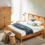 【おしゃれなラタン&アッシュ材スツール|ナチュラルデザイン椅子】 tzm-539