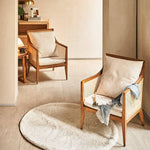 高級ラタンとアッシュ材使用!北欧風デザインチェア 綿麻クッション付き tzm-541