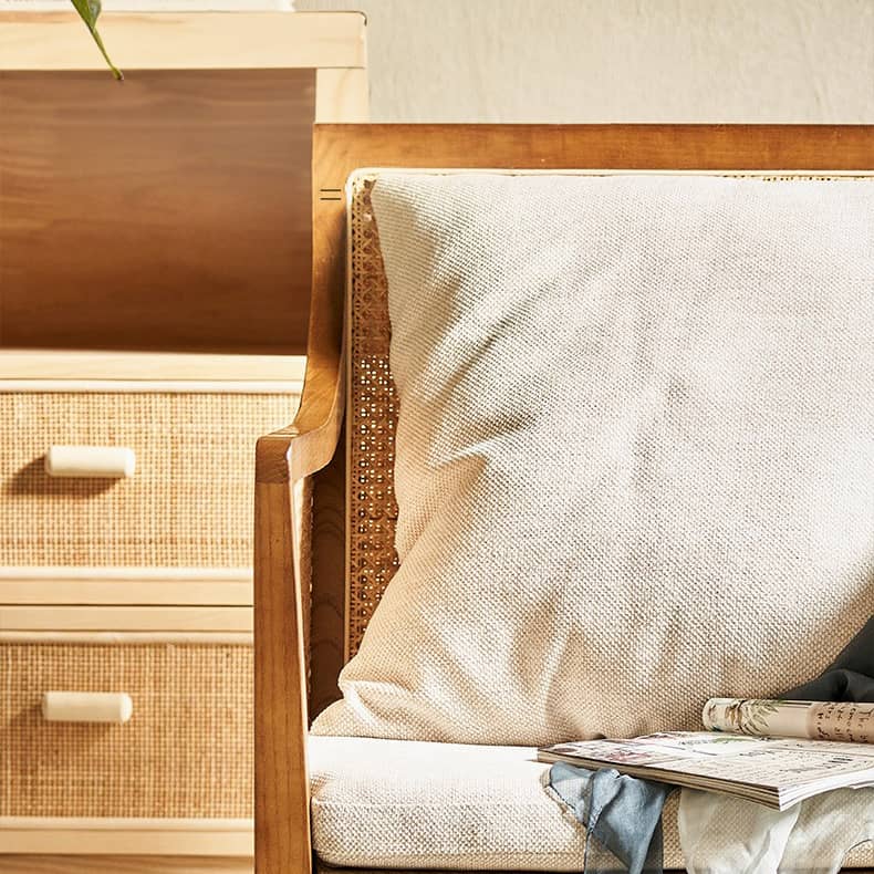 【おしゃれ&高級感】ラタン?アッシュ材使用のデザインセンターテーブル tzm-542