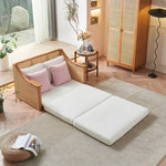 高級ラタン&アッシュ材のシープボアソファー - 快適さとデザイン性を極めた一品 tzm-544