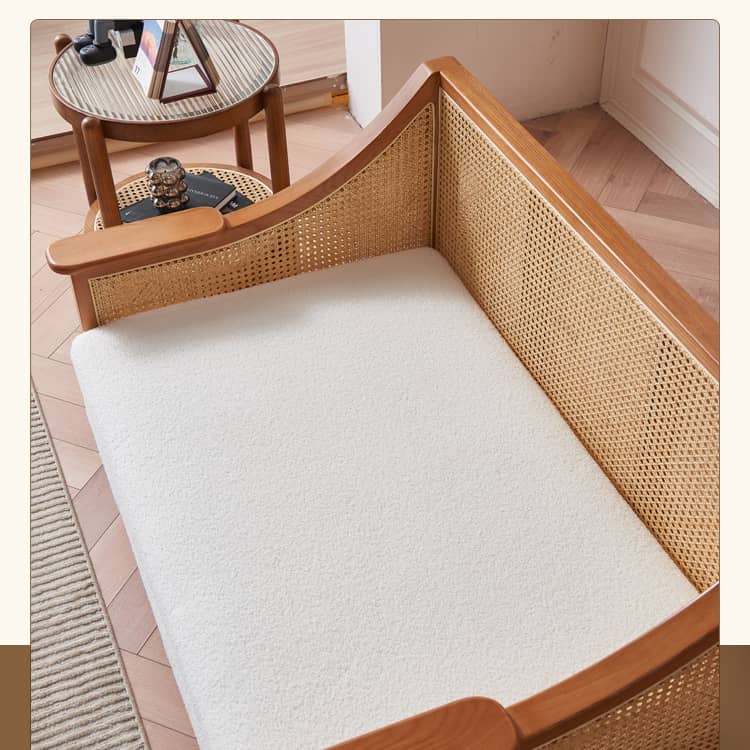 高級ラタン&アッシュ材のシープボアソファー - 快適さとデザイン性を極めた一品 tzm-544