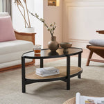 ラタン&アッシュ材のエレガントセンターテーブル | 高級感溢れるデザイン tzm-545