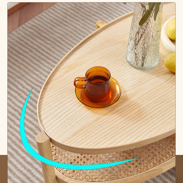 ラタン&アッシュ材のエレガントセンターテーブル | 高級感溢れるデザイン tzm-545