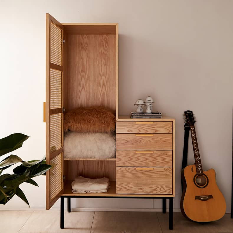 おしゃれラタン&アッシュ材キャビネット|収納家具?インテリアアクセント tzm-553