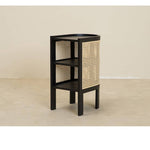 籐製ナイトテーブル オーク素材 お洒落な収納家具 tzm-554