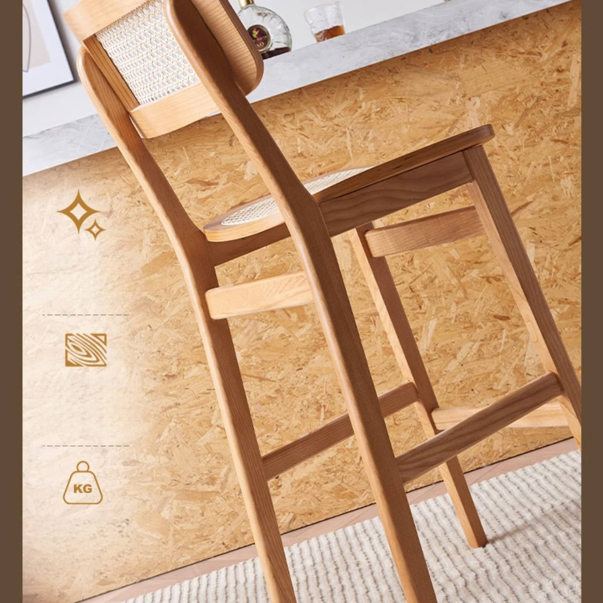 ラタン&アッシュ材のデザインチェア | スタイリッシュな快適座椅子 tzm-556