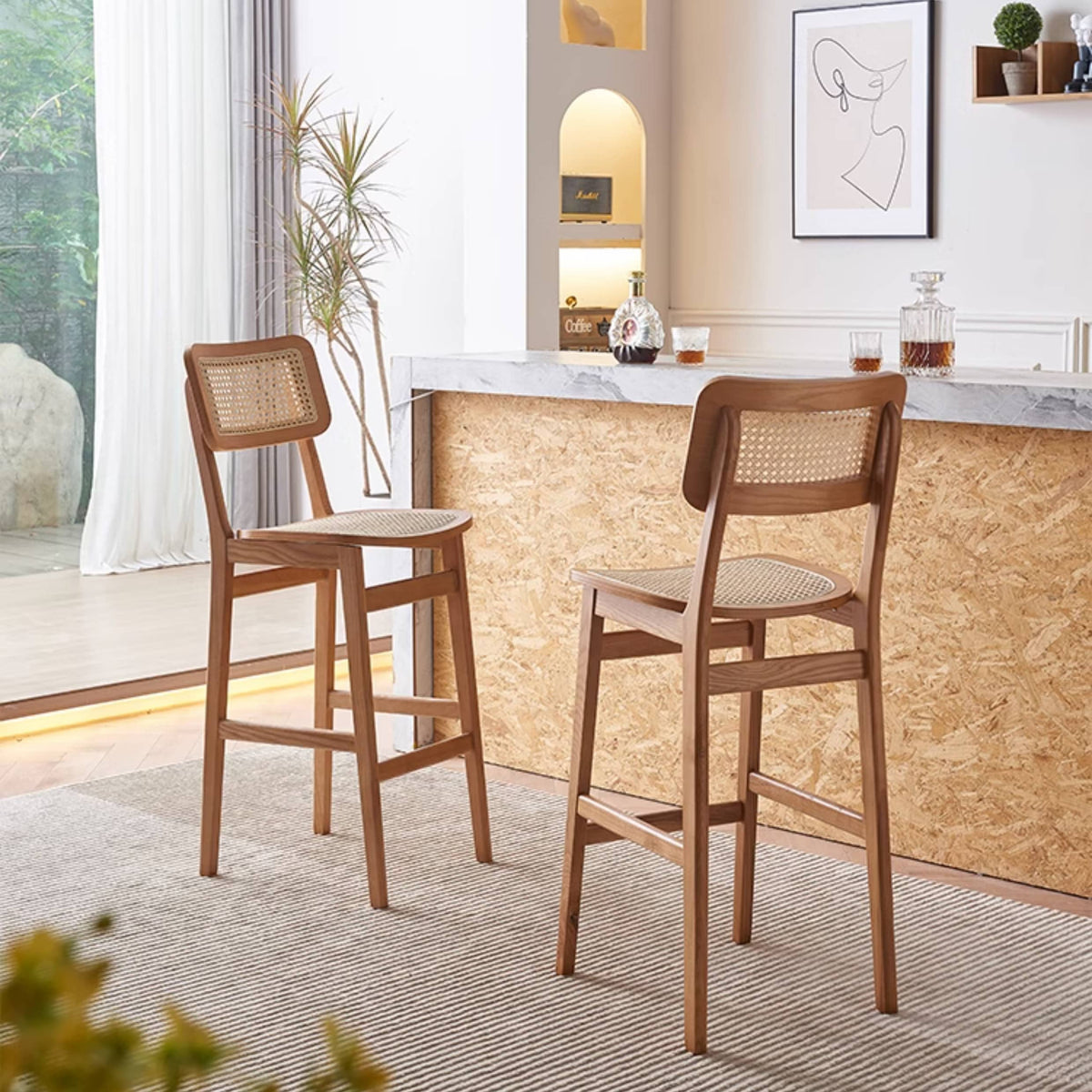 ラタン&アッシュ材のデザインチェア | スタイリッシュな快適座椅子 tzm-556