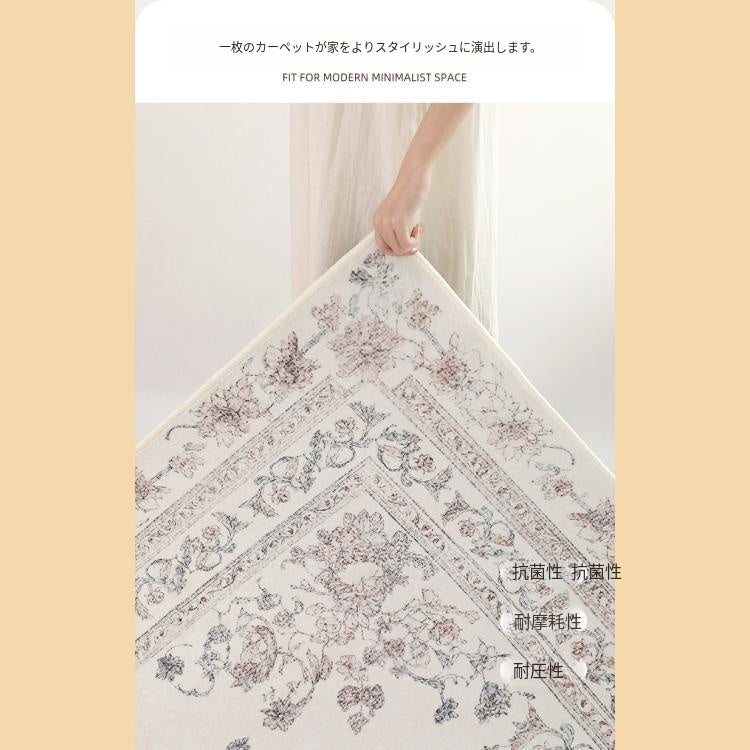 フェイクカシミヤ調 ラグマット リビングラグ フレンチクリーム風 カーペット 軽奢風 高級感 寝室 拭くだけ簡単 wdly-17