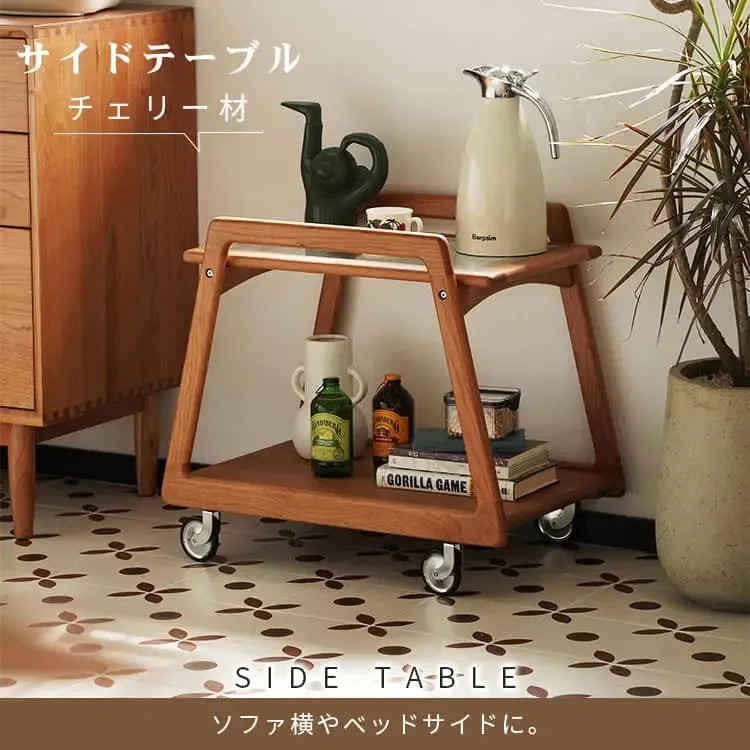 ラック ナチュラル チェリー材 モールガラス xbjj-yyxtc-sidetable