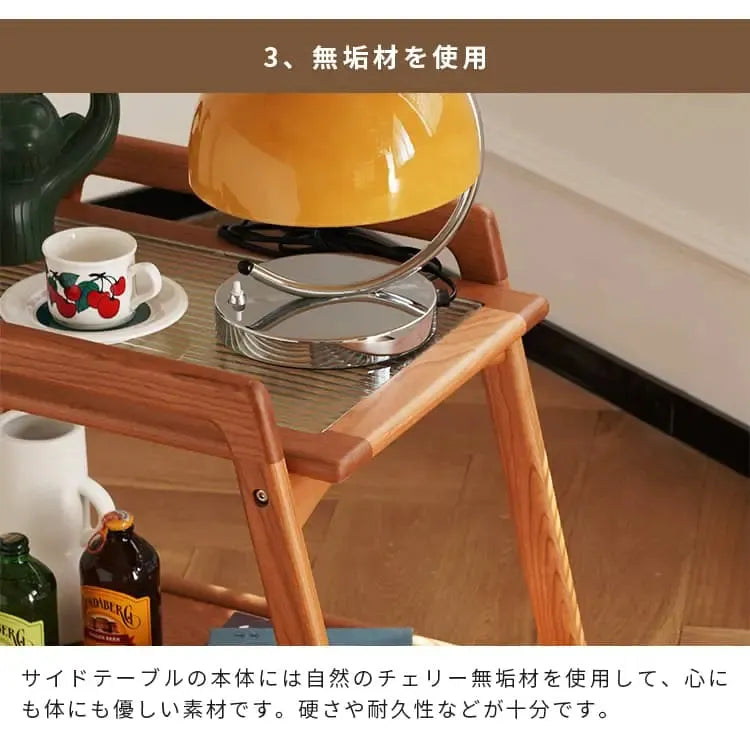ラック ナチュラル チェリー材 モールガラス xbjj-yyxtc-sidetable