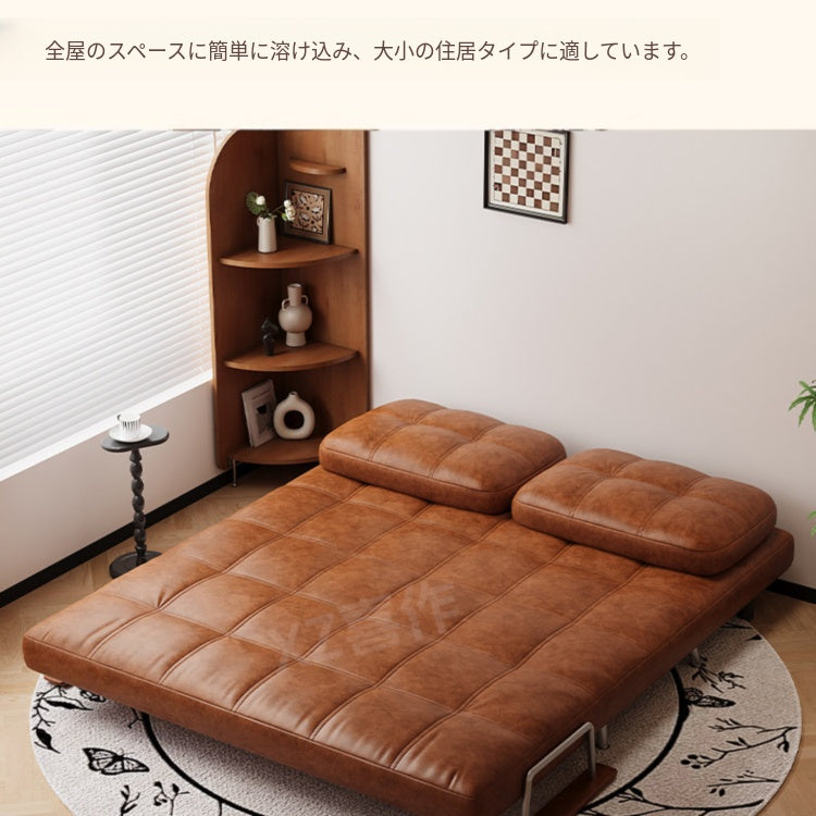 ヴィンテージ風 ソファーベッド 折りたたみ式|伸縮ベッド 一体型 省スペース リビング・バルコニー対応 xizuo-0203-26